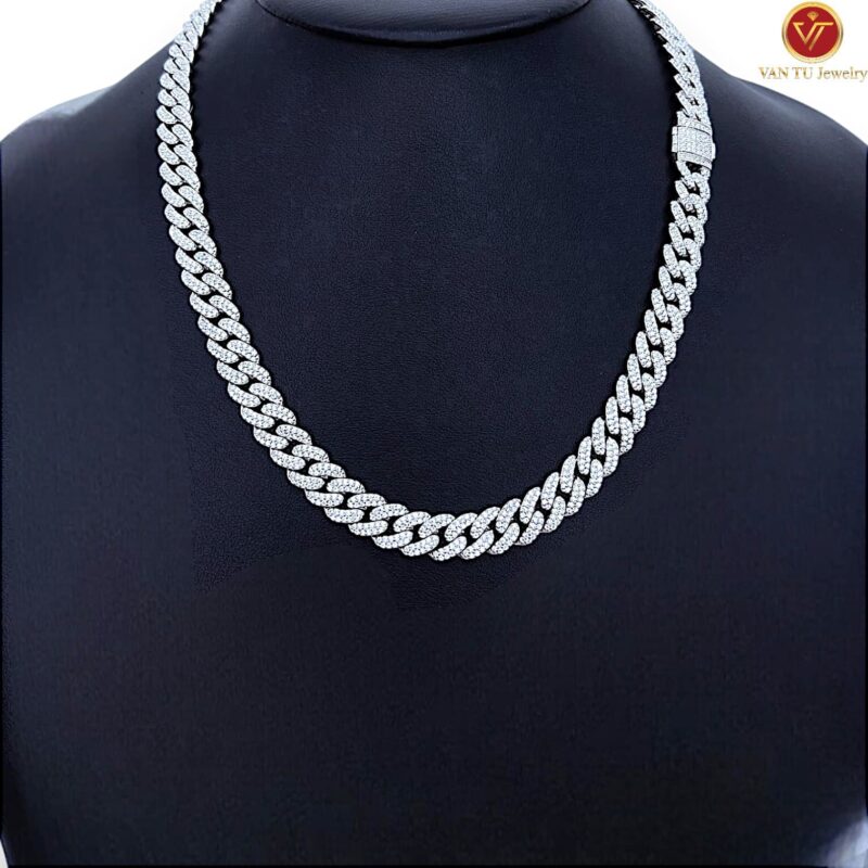 dây chuyền cuban (bạc s925) phủ vàng trắng cao cấp 48836