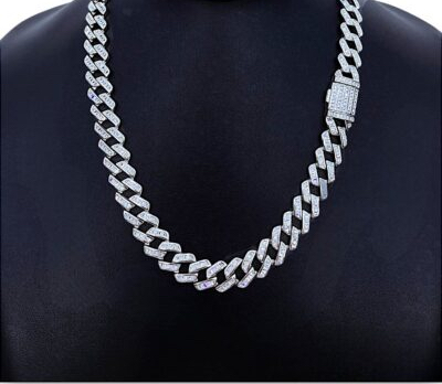 Dây chuyền cuban chất liệu bạc cao cấp (xi phủ vàng trắng 18k) 33800