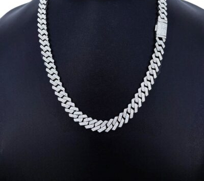 Dây chuyền cuban (bạc s925) phủ vàng trắng cao cấp 73725